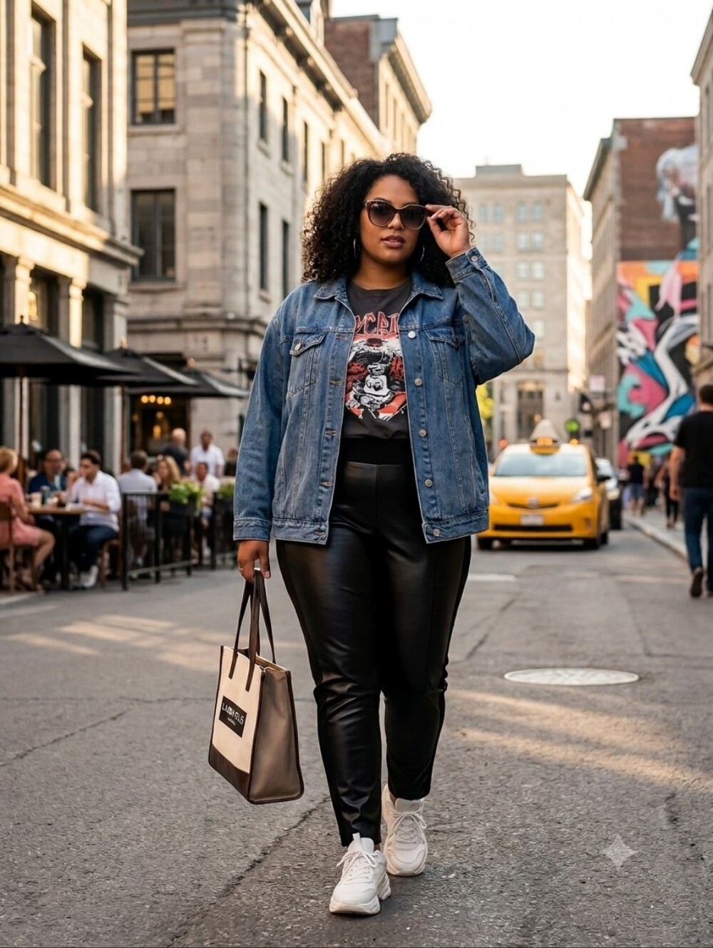 LAURA Supetbe Pantalon ajusté chic en cuir végan & jersey